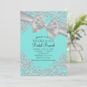 Audrey Blauwe Grote Witte Strik Diamanten Bruidsdo Kaart (Staand voorkant)