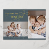 AUDREY Blue Folie Kerst Kaart Geboorteaankondiging (Voorkant)