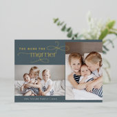 AUDREY Blue Folie Kerst Kaart Geboorteaankondiging (Staand Voorkant)