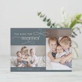 AUDREY Blue Schattigee Kerst Kaart Geboorteaankond (Staand voorkant)