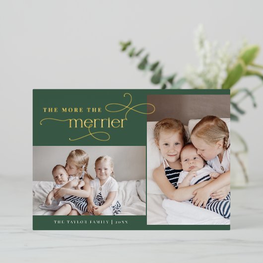 AUDREY Folie Kerst Kaart Geboorteaankondiging (Staand Voorkant)