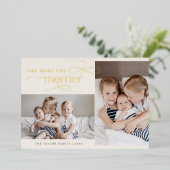 AUDREY Gold Foil Kerst Kaart Geboorteaankondiging (Staand Voorkant)