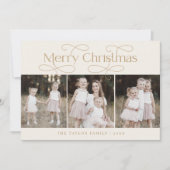 AUDREY Gold Moderne Familie Foto Vintage Kerstmis Feestdagenkaart (Voorkant)