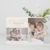 AUDREY Gold Schattigee Kerst Kaart Geboorteaankond (Staand voorkant)