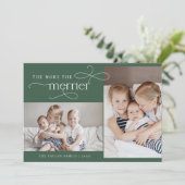 AUDREY Green Christmas Kaart Geboorteaankondiging (Staand voorkant)