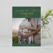 AUDREY Green Folie Kerstzwangerschapsaankondiging Feestdagenkaart (Staand Voorkant)