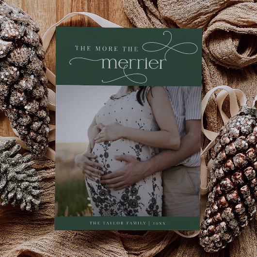 AUDREY Green Schattigee kerstzwangerschapsaankondi Feestdagenkaart