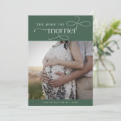 AUDREY Green Schattigee kerstzwangerschapsaankondi Feestdagenkaart (Staand voorkant)