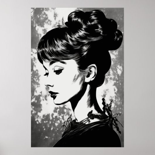 Audrey Hepburn Geïnspireerd Glamour Portret Poster (Voorkant)