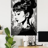 Audrey Hepburn Geïnspireerd Glamour Portret Poster (Thuiskantoor)