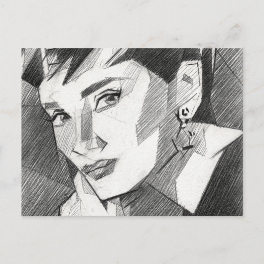 Audrey Hepburn Inspired Portrait Postcard Briefkaart (Voorkant)