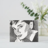 Audrey Hepburn Inspired Portrait Postcard Briefkaart (Staand voorkant)