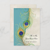 Audrey Jeanne Peacock Aqua Damasten Uitnodiging (Voorkant / Achterkant)