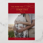 AUDREY Rode Folie Kerst Zwangerschapsaankondiging Feestdagenkaart (Voorkant)