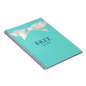 Audrey Teal Witte Boog Moderne Bruiloft Bruids- Notitieboek (Rechterzijde)