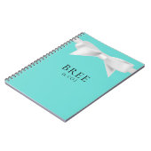 Audrey Teal Witte Boog Moderne Bruiloft Bruids- Notitieboek (Linkerzijde)
