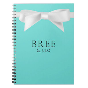 Audrey Teal Witte Boog Moderne Bruiloft Bruids- Notitieboek