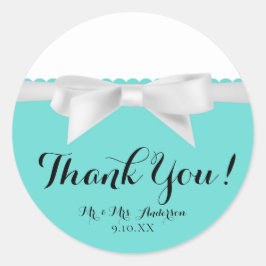 Audrey Teal Witte Boog Moderne Glam Sweet 16 Feest Ronde Sticker
