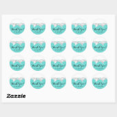 Audrey Teal Witte Strik Modern Glam Sweet 16 Feest Ronde Sticker (Vel)