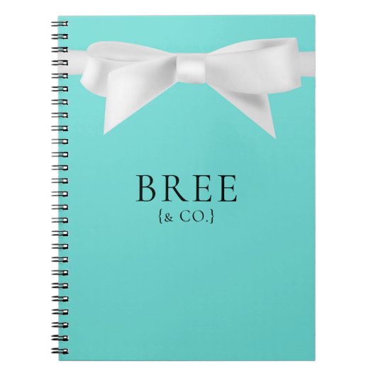 Audrey Teal Witte Strik Moderne Glam Bruiloft Brui Notitieboek (Voorkant)