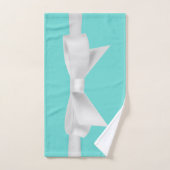 Audrey Teal Witte Strik Moderne Glamour Bad Handdoek (Handdoek)