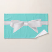 Audrey Teal Witte Strik Moderne Glamour Bad Handdoek (Handdoek)