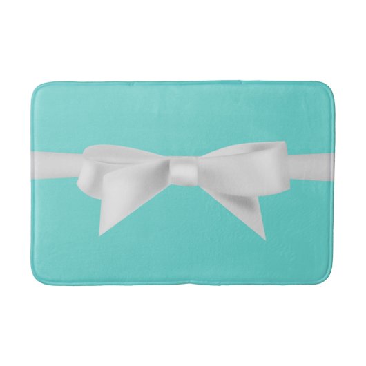Audrey Teal Witte Strik Moderne Glamour Badmat (Voorkant)
