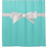 Audrey Teal Witte Strik Moderne Glamour Douchegordijn (Voorkant)