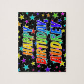 "AUDREY" voornaam, geun "HAPPY BIRTHDAY" Legpuzzel (Verticaal)