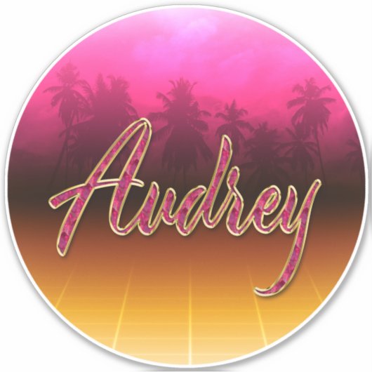 Audrey Vorname Name golden pink Aufkleber Sticker (Voorkant)