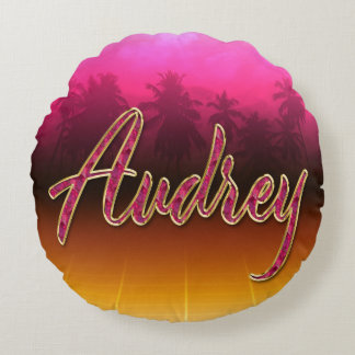 Audrey Vorname Name golden pink Kissen Rond Kussen
