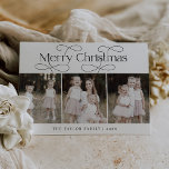 AUDREY Zwart Moderne Familie Foto Vintage Kerstmis Feestdagenkaart<br><div class="desc">AUDREY Zwart Modern Familie Foto Vintage Kerstvakantie Kaart. Personaliseer de voorkant van de kaart met een foto,  je familienaam en het jaar. Personaliseer de achterkant met een optionele vakantiebegroeting of familienieuws en uw familienaam.</div>