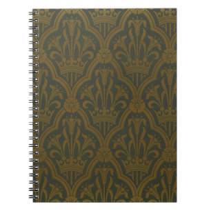 Audsley Vintage Goud Lelie Crown Green Damast Kuns Notitieboek