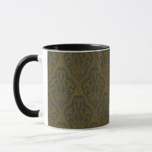 Audsley Vintage Goud Lelie Kroon Groen Damast Kuns Mok