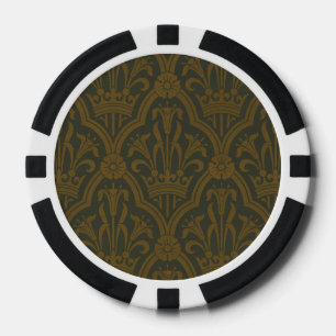 Audsley Vintage Goud Lelie Kroon Groen Damast Kuns Poker Chips