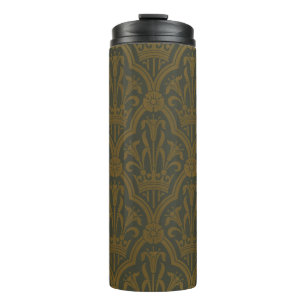 Audsley Vintage Goud Lilie Crown Green Damast Art Thermosbeker