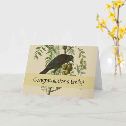 Audubon American Crow Black Bird Kaart (Gele Bloem)