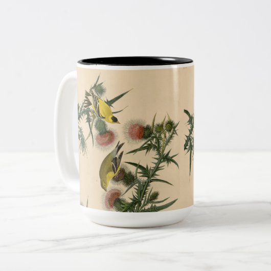  Audubon American Goldfinch Bird Painting Tweekleurige Koffiemok (Voorkant links)