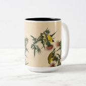  Audubon American Goldfinch Bird Painting Tweekleurige Koffiemok (Voorkant rechts)