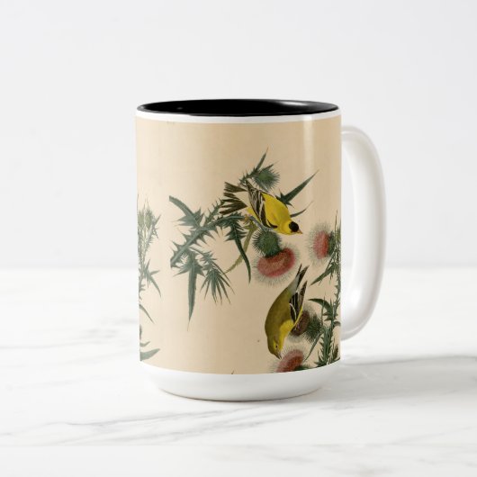  Audubon American Goldfinch Bird Painting Tweekleurige Koffiemok (Voorkant rechts)