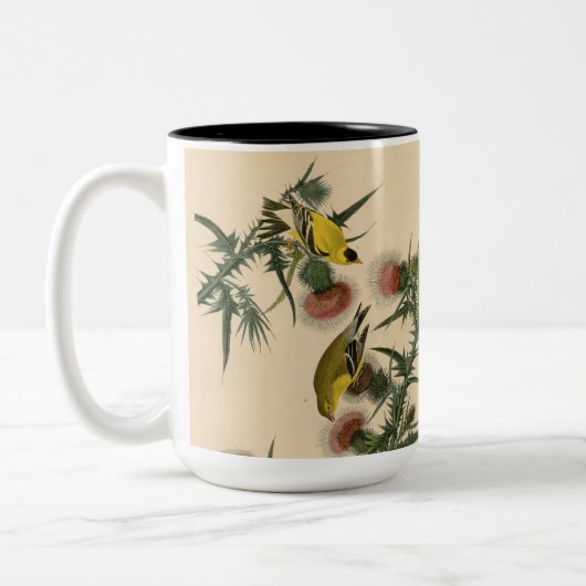  Audubon American Goldfinch Bird Painting Tweekleurige Koffiemok (Links)