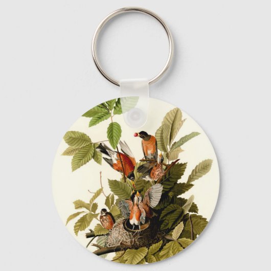 Audubon American Robin Wildlife Bird Sleutelhanger (Voorkant)