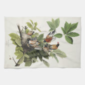 Audubon American Spring Robin Bird Illustratie Theedoek (Horizontaal)