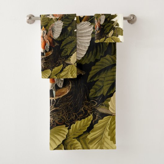 Audubon Amerikaanse Robin Wildlife Bird Illustrati Bad Handdoek (Insitu)
