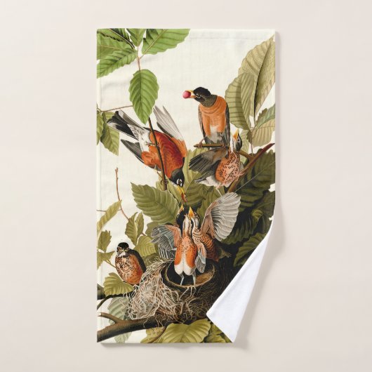 Audubon Amerikaanse Robin Wildlife Bird Illustrati Bad Handdoek (Handdoek)