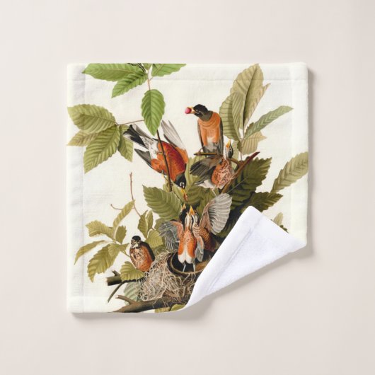 Audubon Amerikaanse Robin Wildlife Bird Illustrati Bad Handdoek (Wasdoekje)
