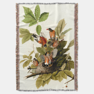 Audubon Amerikaanse Robin Wildlife Bird Illustrati Deken
