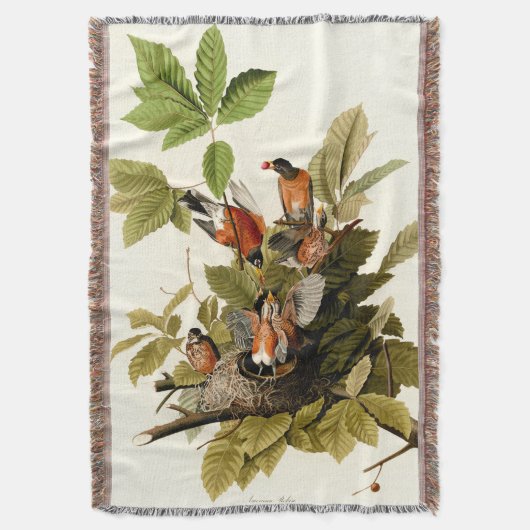 Audubon Amerikaanse Robin Wildlife Bird Illustrati Deken (Voorkant Verticaal)