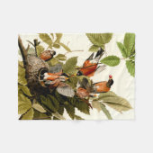 Audubon Amerikaanse Robin Wildlife Bird Illustrati Fleece Deken (Voorkant (Horizontaal))