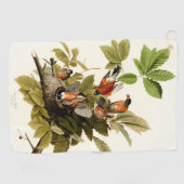 Audubon Amerikaanse Robin Wildlife Bird Illustrati Golfhanddoek (Horizontaal)